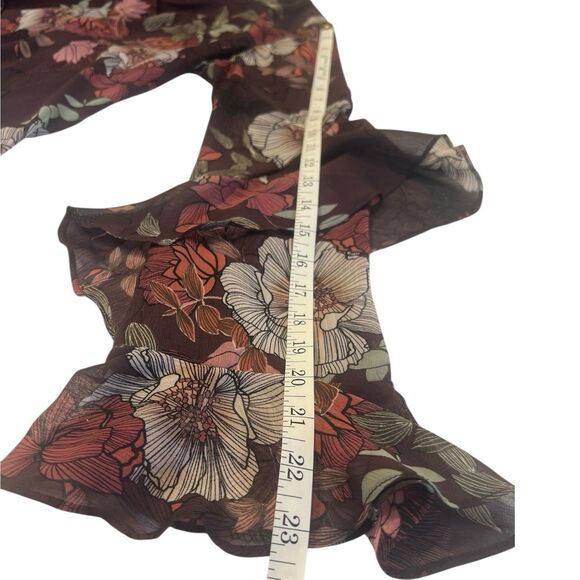 Charlotte Russe Sheer Floral Dress Ruffle Sleeve Fall Layering Purple S - Picture 7 of 13